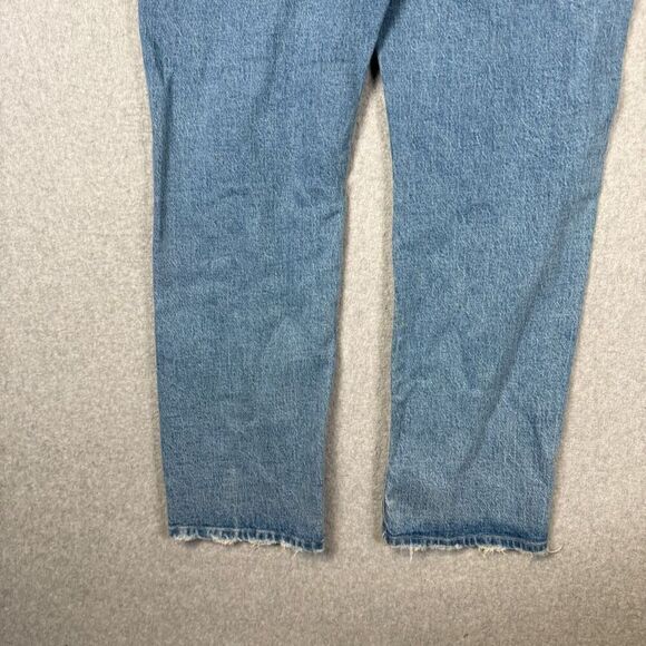 Good American Women Size 16 Straight Leg Denim Jeans Light Wash Blue Distressed - Picture 10 of 12